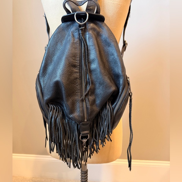 Rebecca Minkoff Black Fringe Leather Backpack - Picture 5 of 7